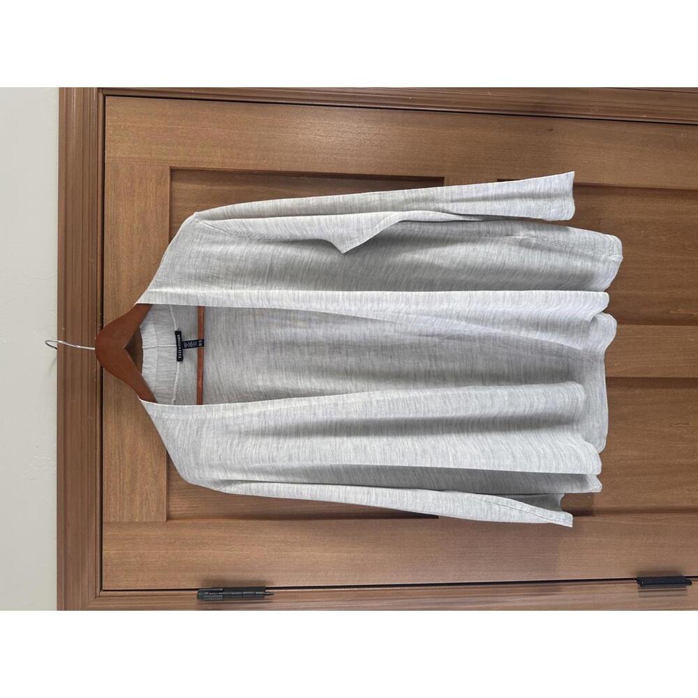 Eileen Fisher 100% Fine Merino Wool Open Front Cardigan Sweater Grey Women’s XL - Picture 2 of 13